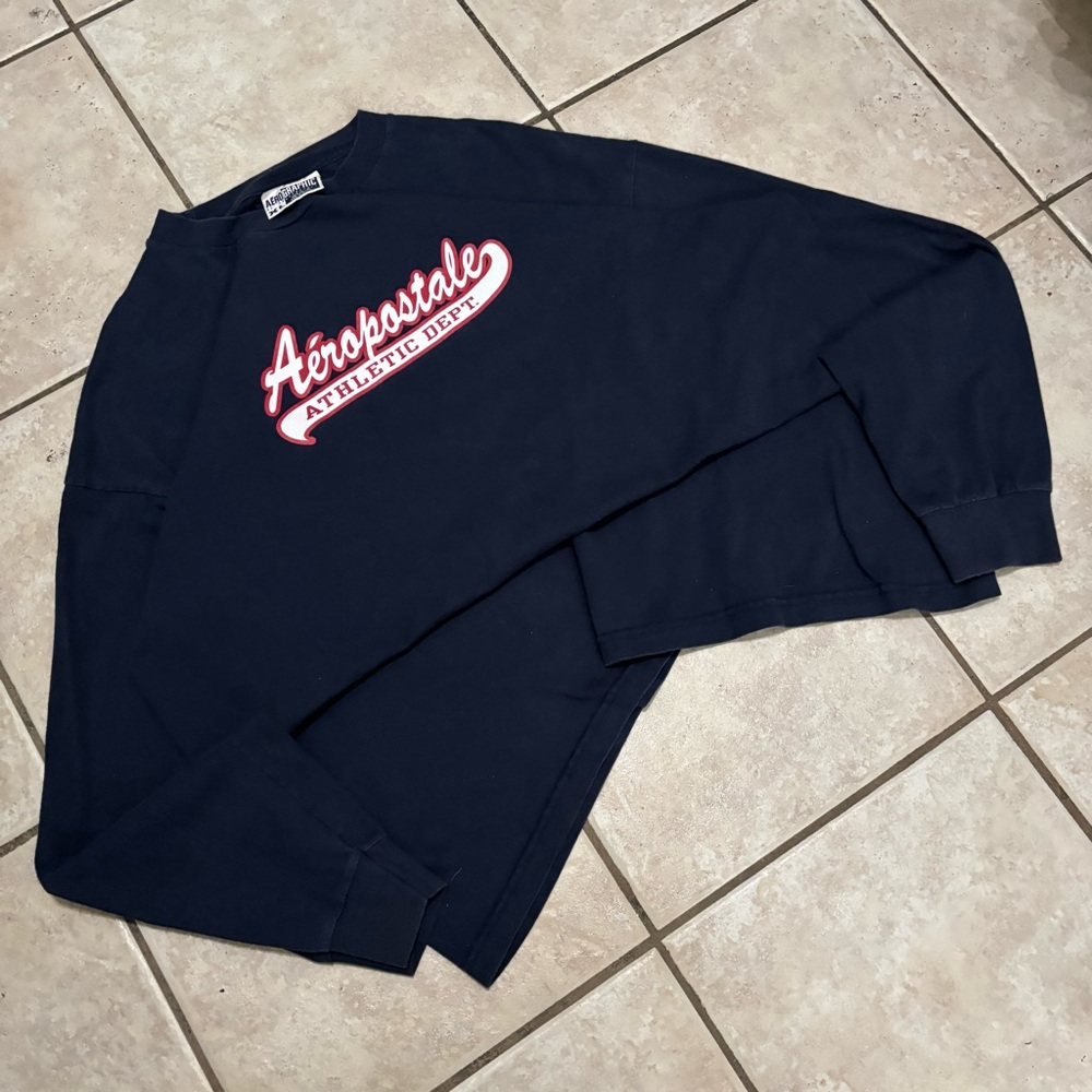 Vintage 00s y2k skater surfer style Aeropostale Navy Blue Long sleeve tee